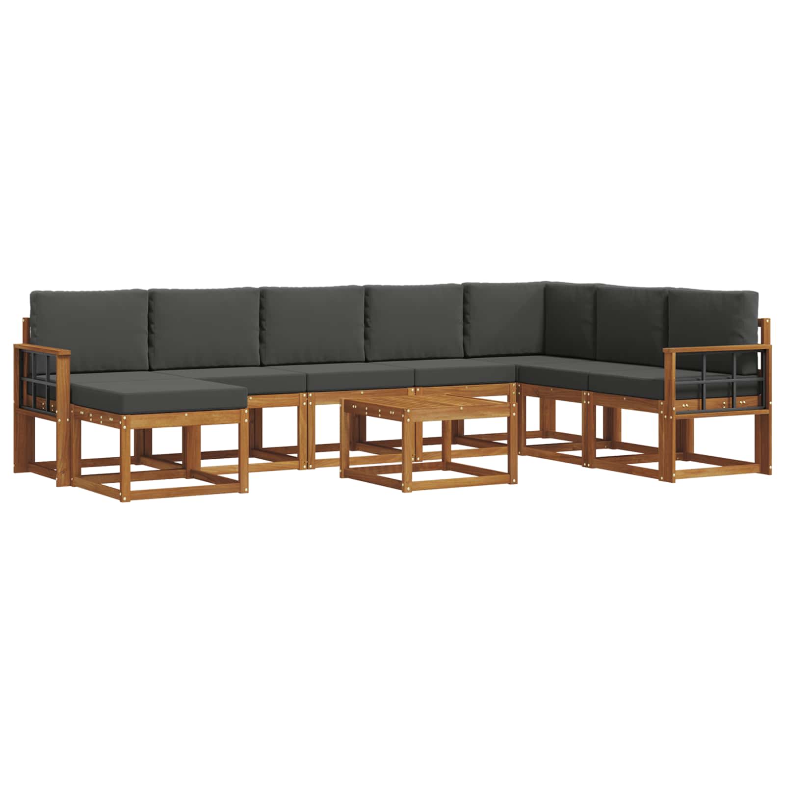 Outdoor-Sofagarnitur 9 stk. Natur und Anthrazit
