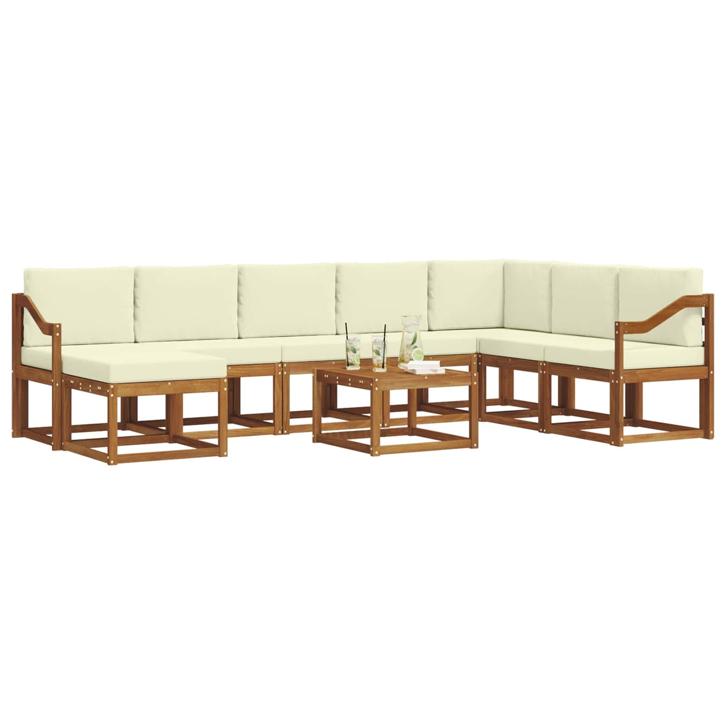 Outdoor-Sofagarnitur 9 stk. Natur und Creme