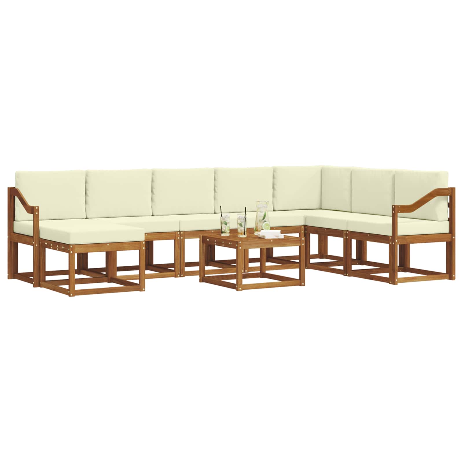 Outdoor-Sofagarnitur 9 stk. Natur und Creme