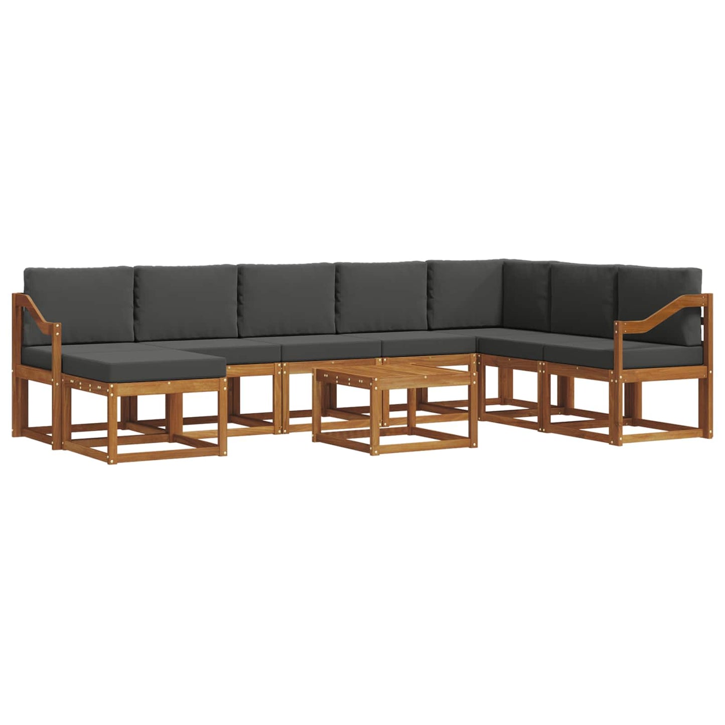 Outdoor-Sofagarnitur 9 stk. Natur und Anthrazit