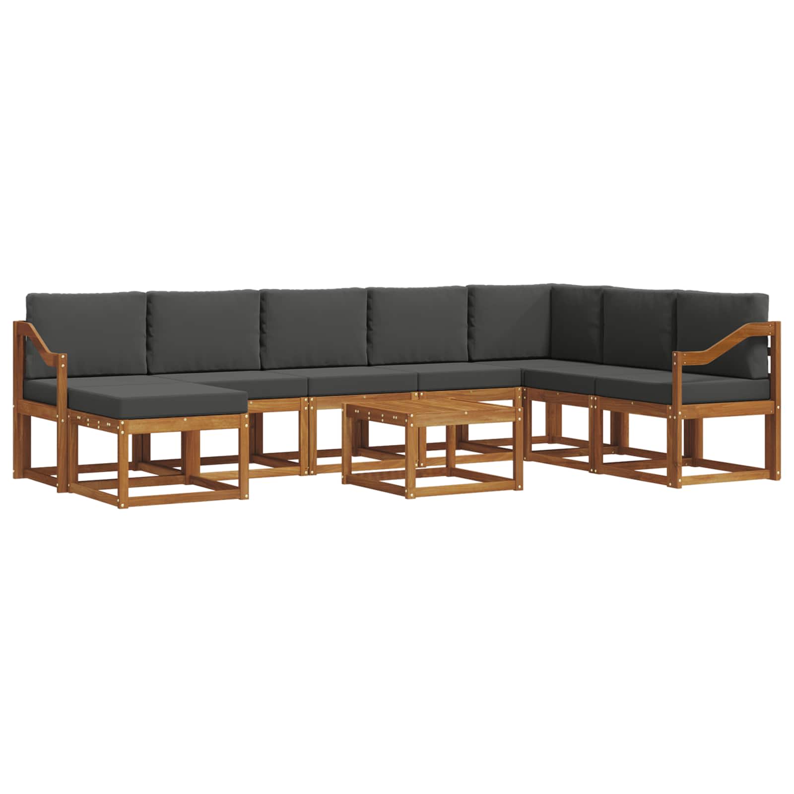 Outdoor-Sofagarnitur 9 stk. Natur und Anthrazit