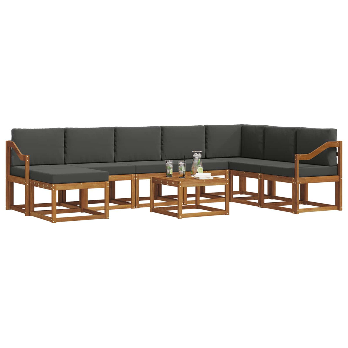 Outdoor-Sofagarnitur 9 stk. Natur und Anthrazit