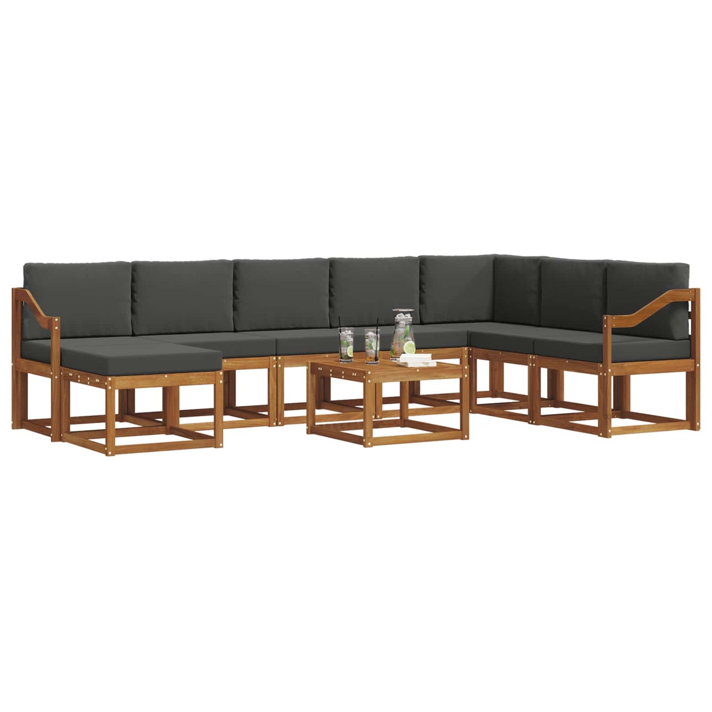 Outdoor-Sofagarnitur 9 stk. Natur und Anthrazit