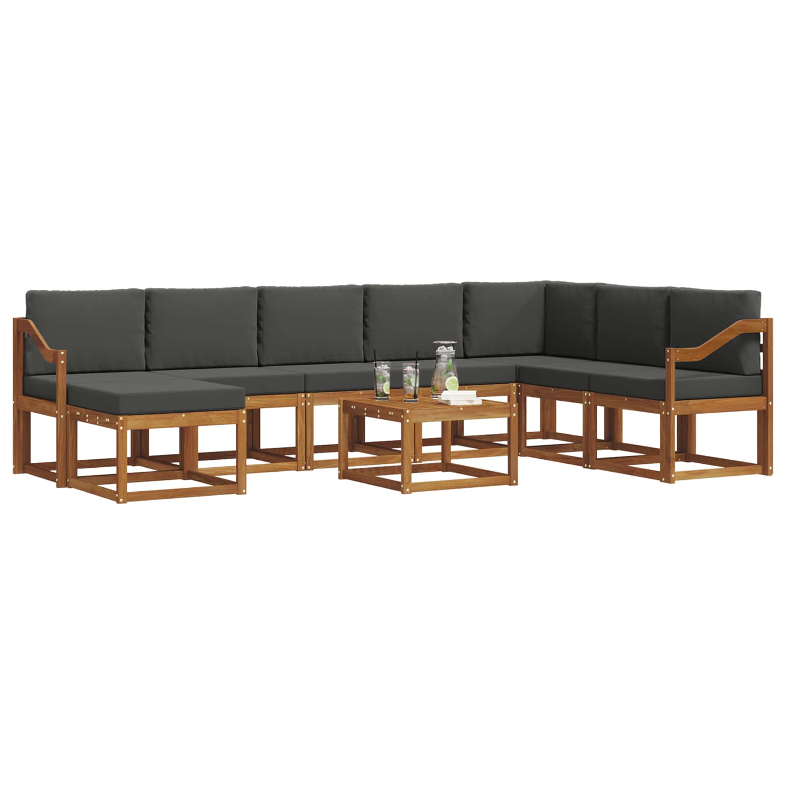 Outdoor-Sofagarnitur 9 stk. Natur und Anthrazit