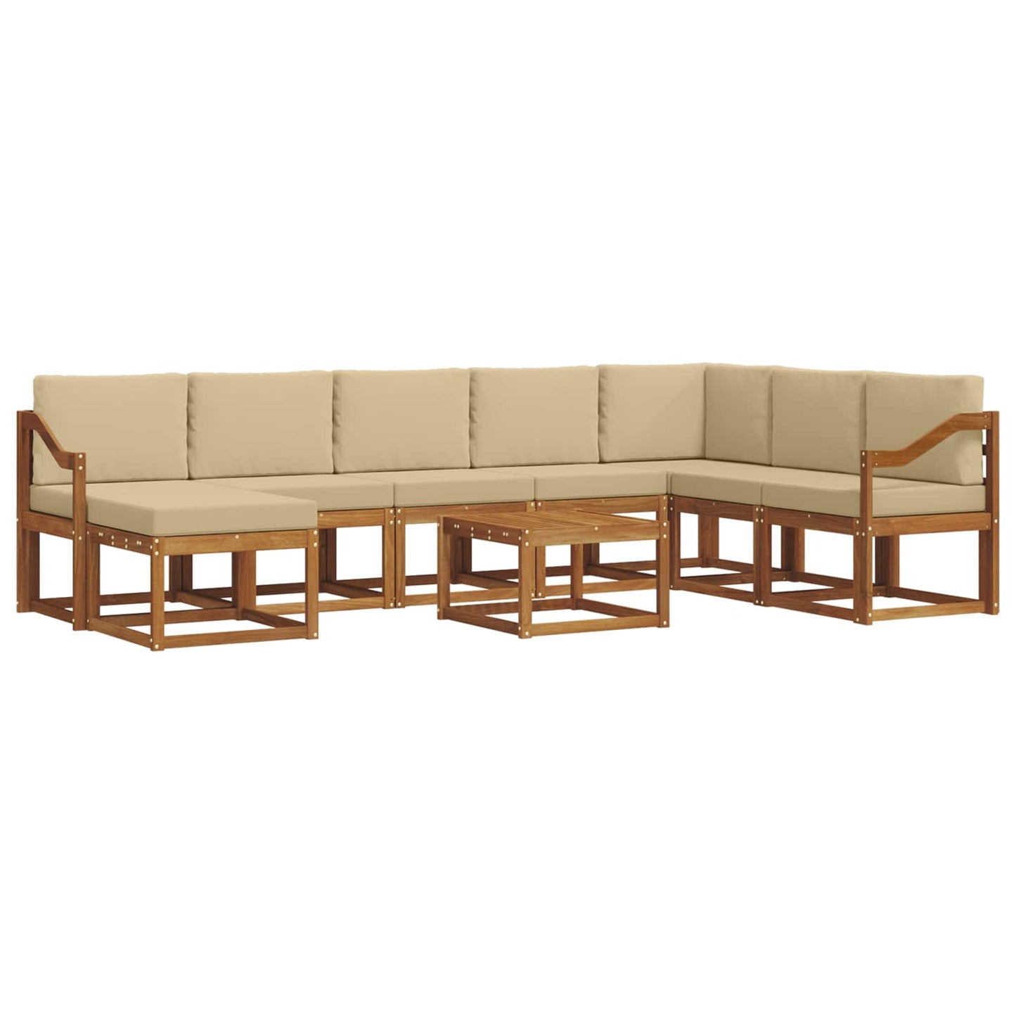 Outdoor-Sofagarnitur mit Kissen 9 pcs Natur und Beige