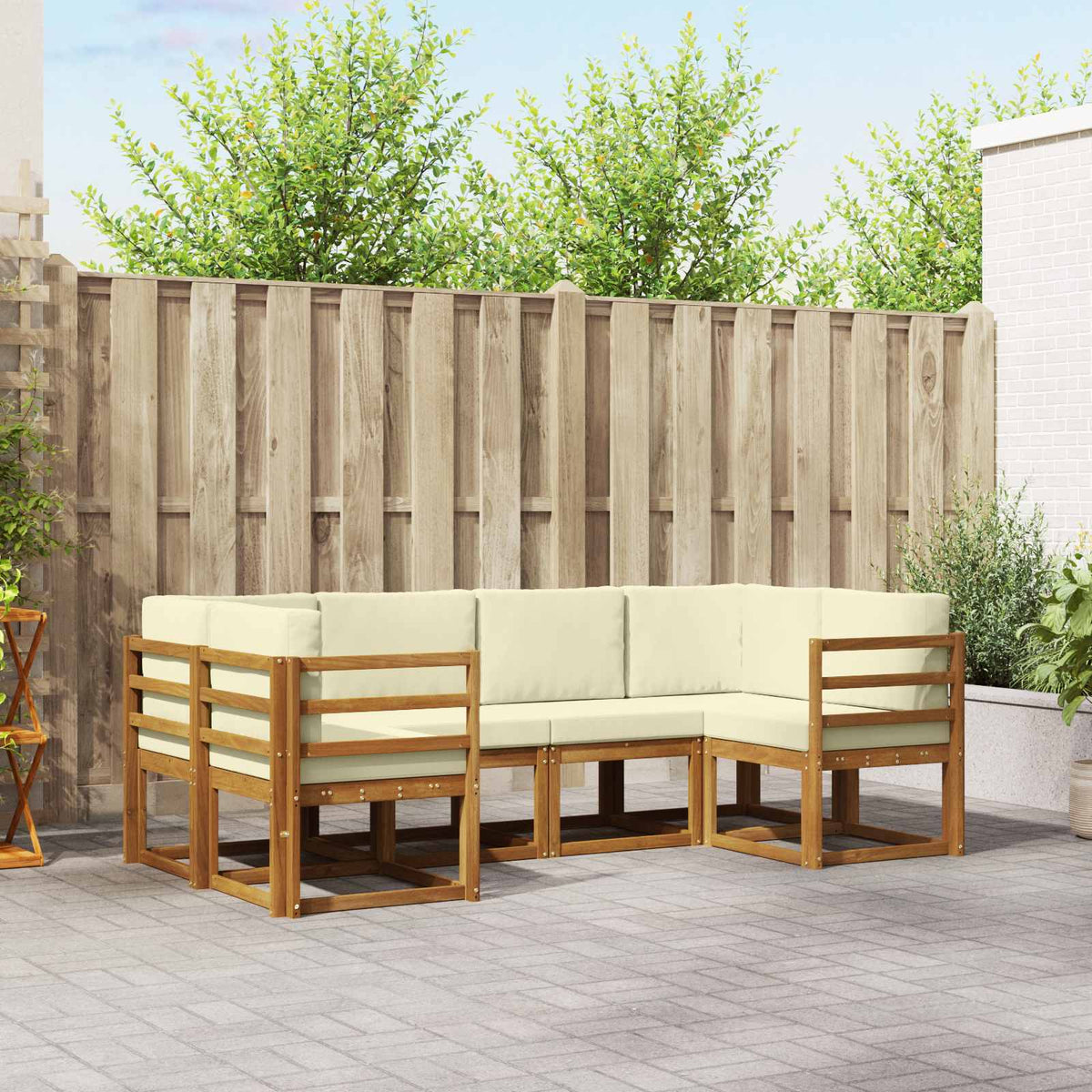 Outdoor-Sofagarnitur 6 stk. Natur und Creme