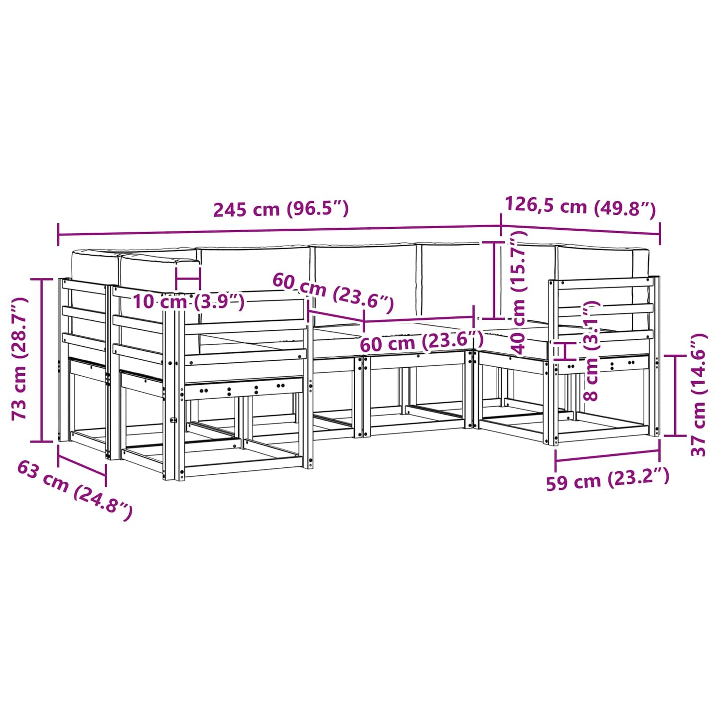 Outdoor-Sofagarnitur 6 stk. Natur und Creme