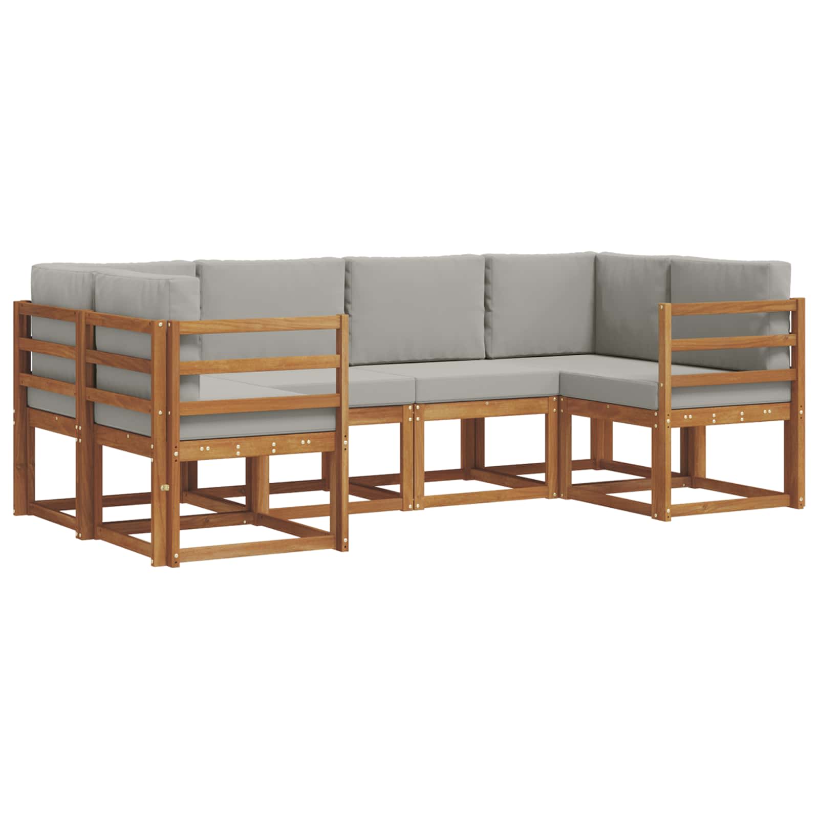 Outdoor-Sofagarnitur mit Kissen 6 pcs Natürlich und Hellgrau