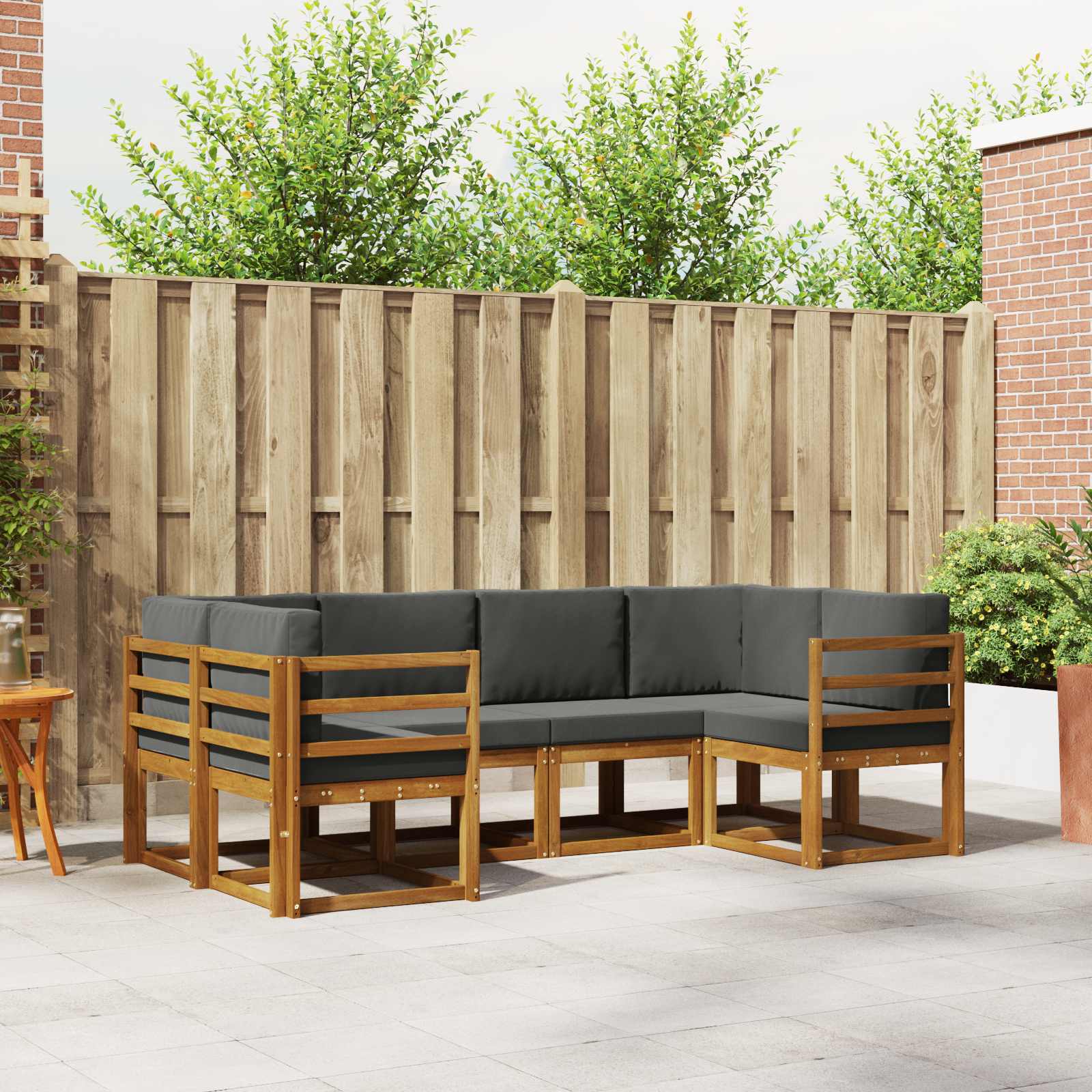 Outdoor-Sofagarnitur 6 stk. Natur und Anthrazit