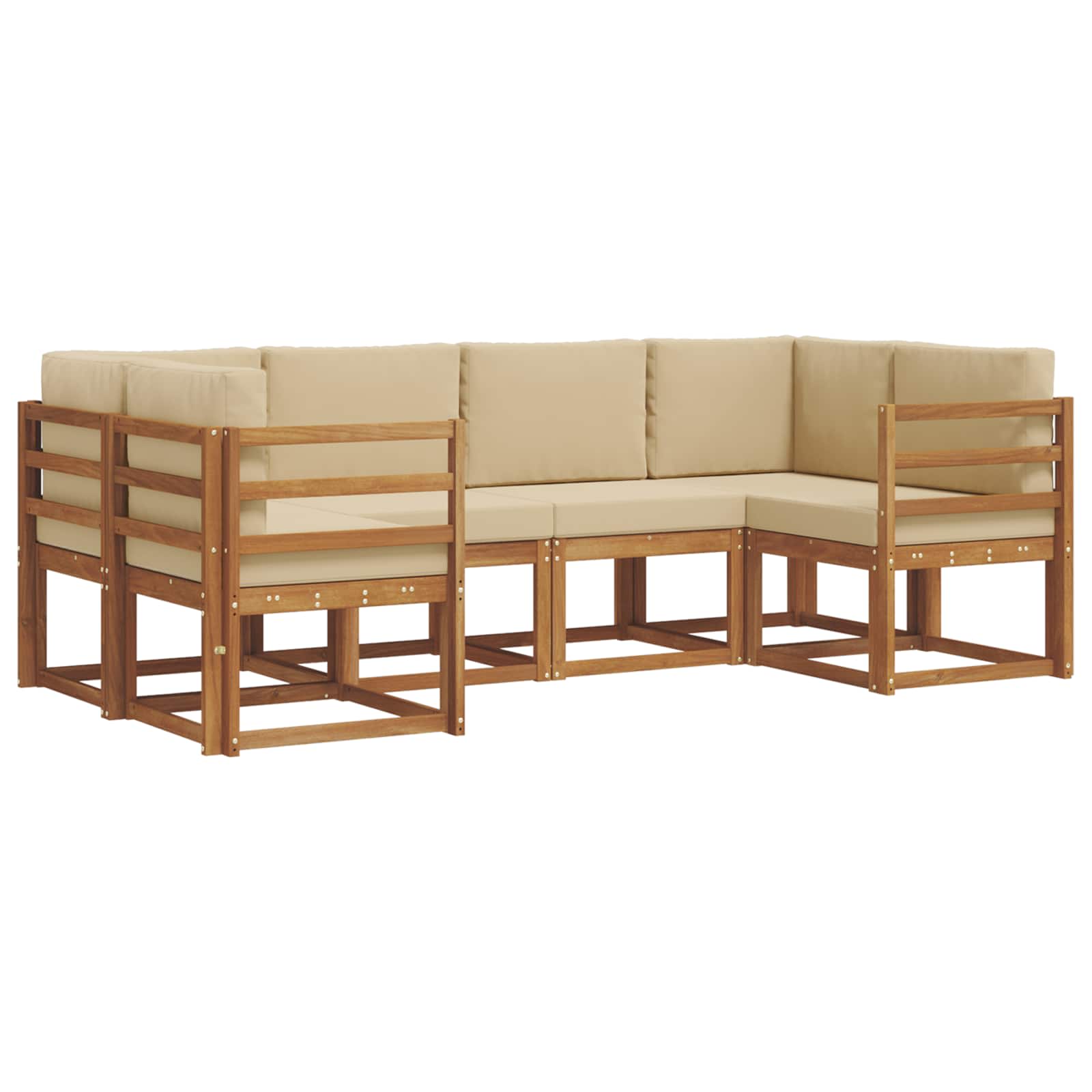 Outdoor-Sofagarnitur mit Kissen 6 pcs Natur und Beige