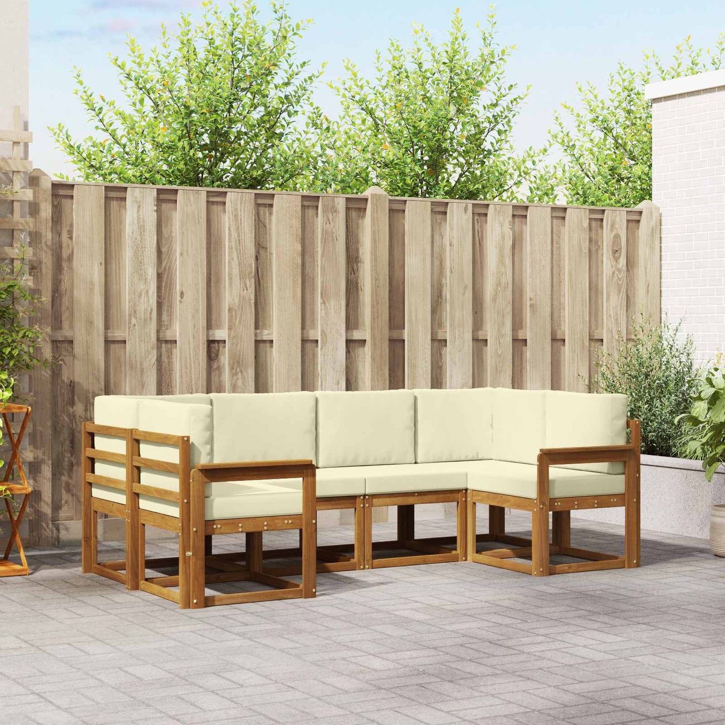 Outdoor-Sofagarnitur 6 stk. Natur und Creme