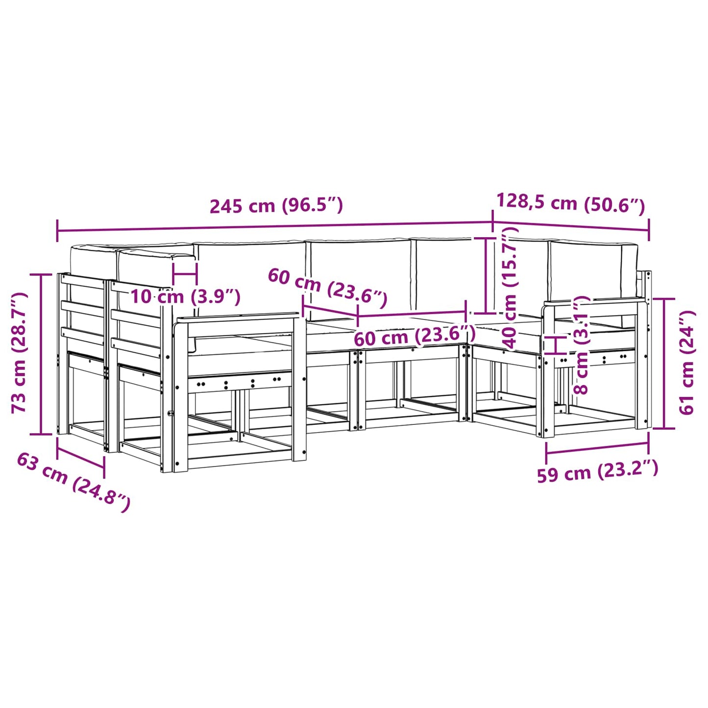 Outdoor-Sofagarnitur 6 stk. Natur und Creme