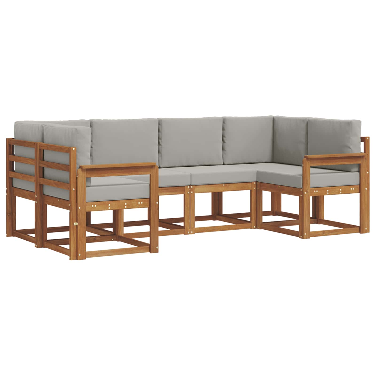 Outdoor-Sofagarnitur mit Kissen 6 pcs Natürlich und Hellgrau