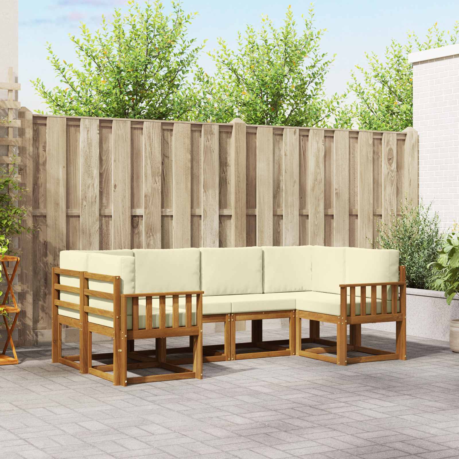 Outdoor-Sofagarnitur 6 stk. Natur und Creme