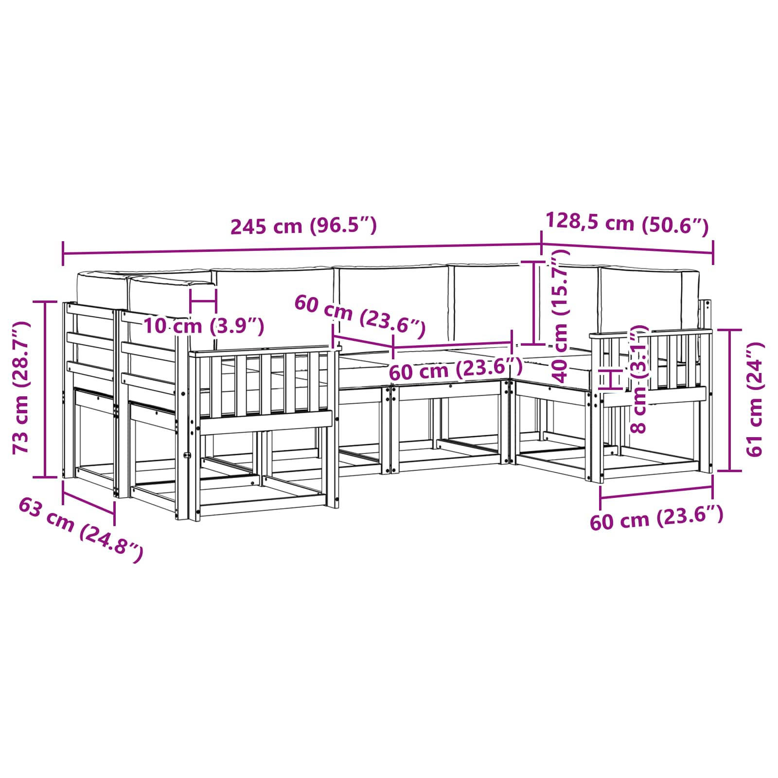 Outdoor-Sofagarnitur 6 stk. Natur und Creme
