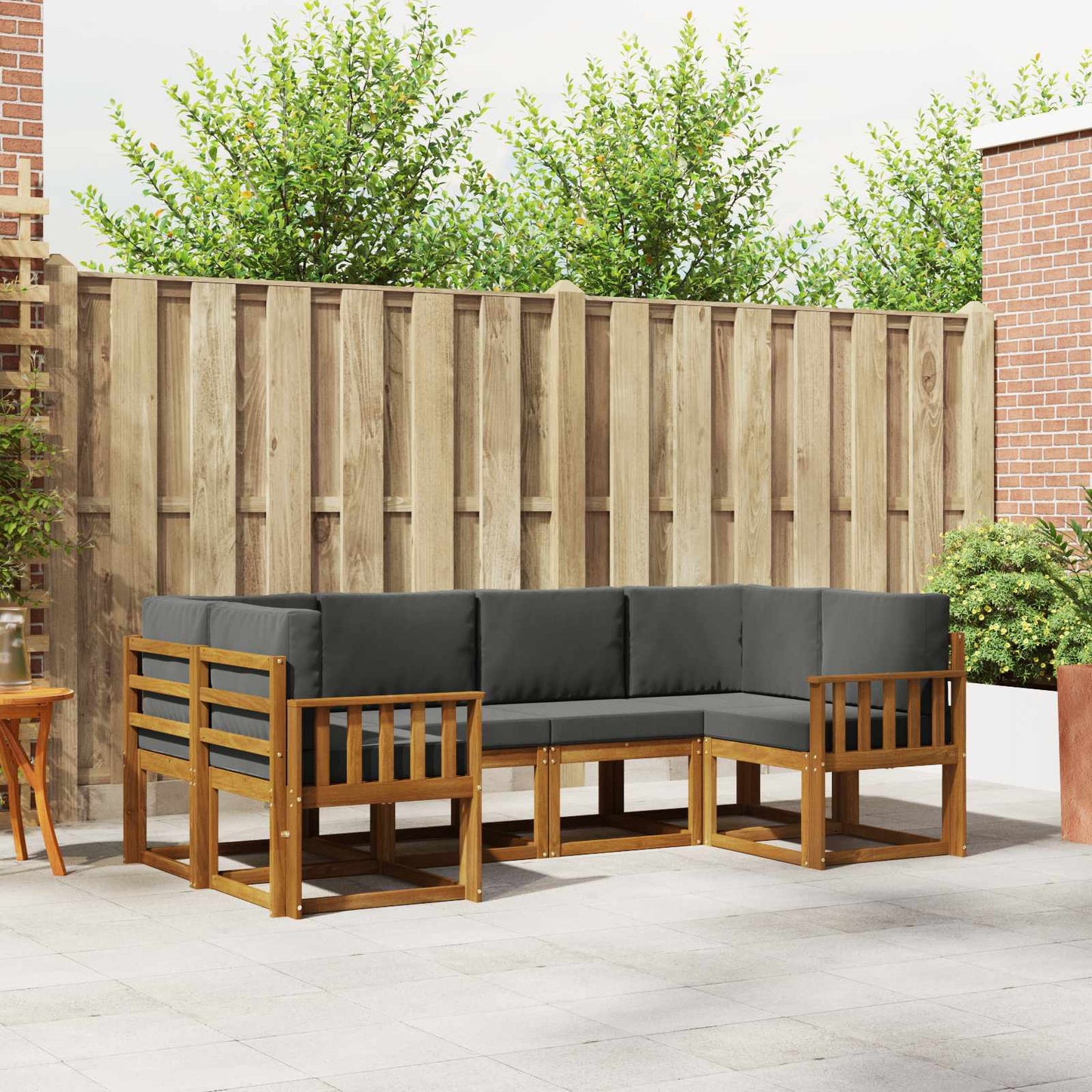 Outdoor-Sofagarnitur 6 stk. Natur und Anthrazit