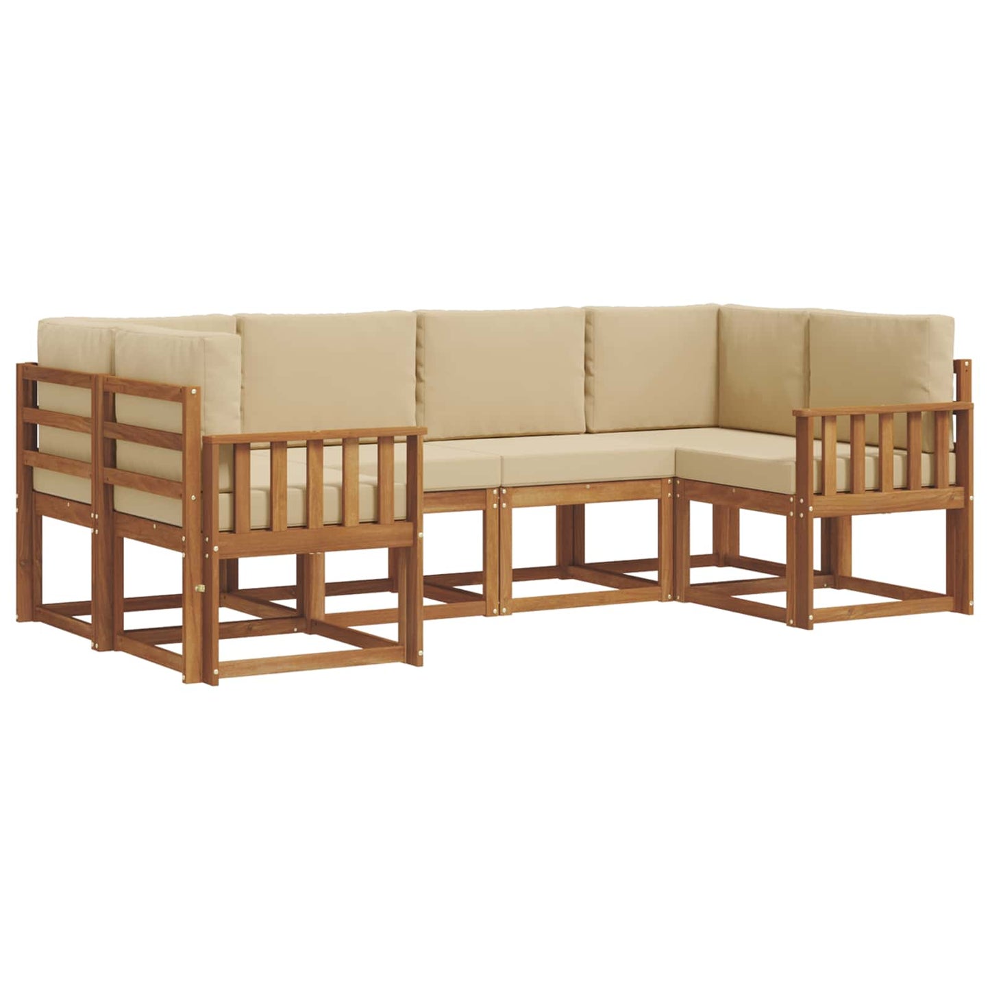 Outdoor-Sofagarnitur mit Kissen 6 pcs Natur und Beige