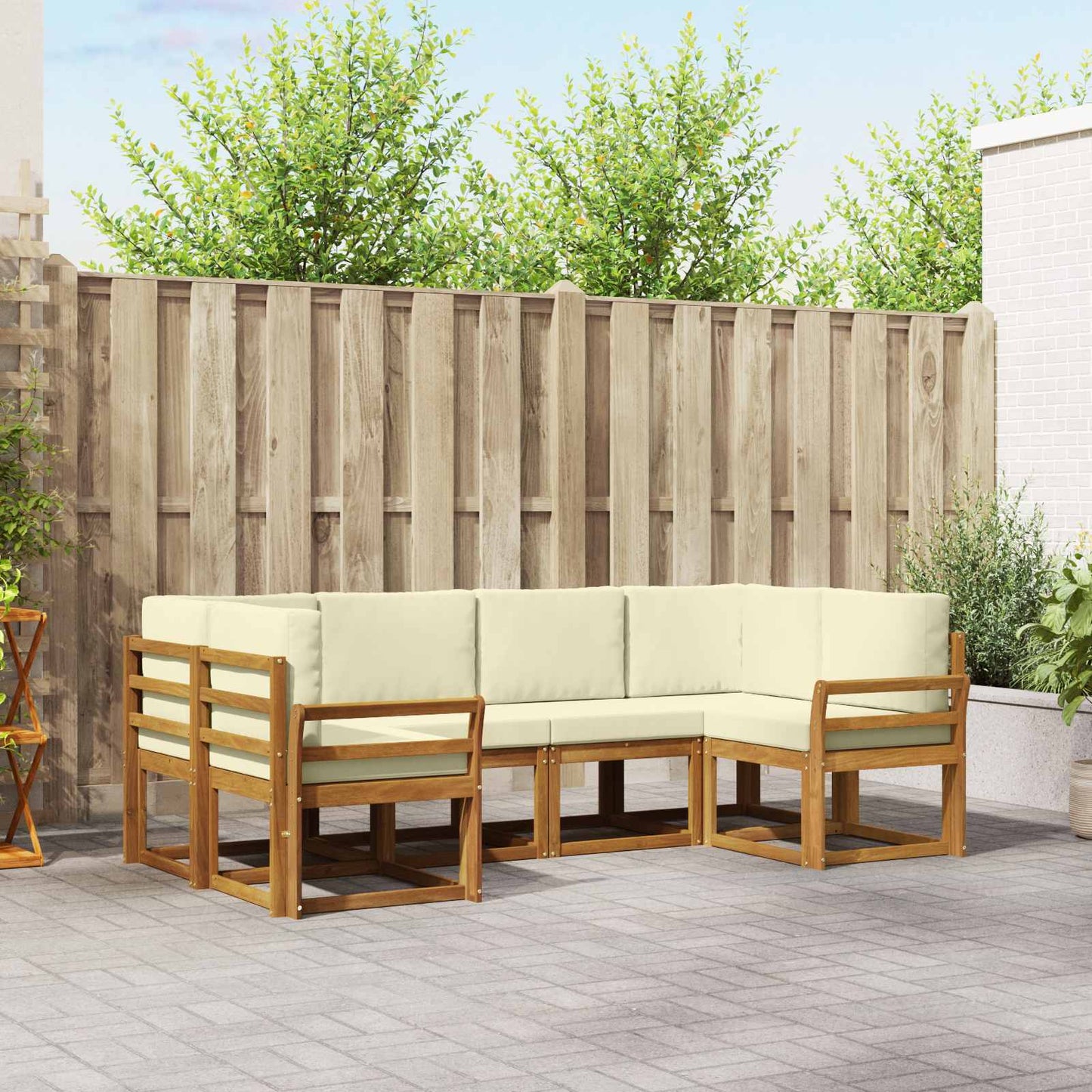 Outdoor-Sofagarnitur 6 stk. Natur und Creme