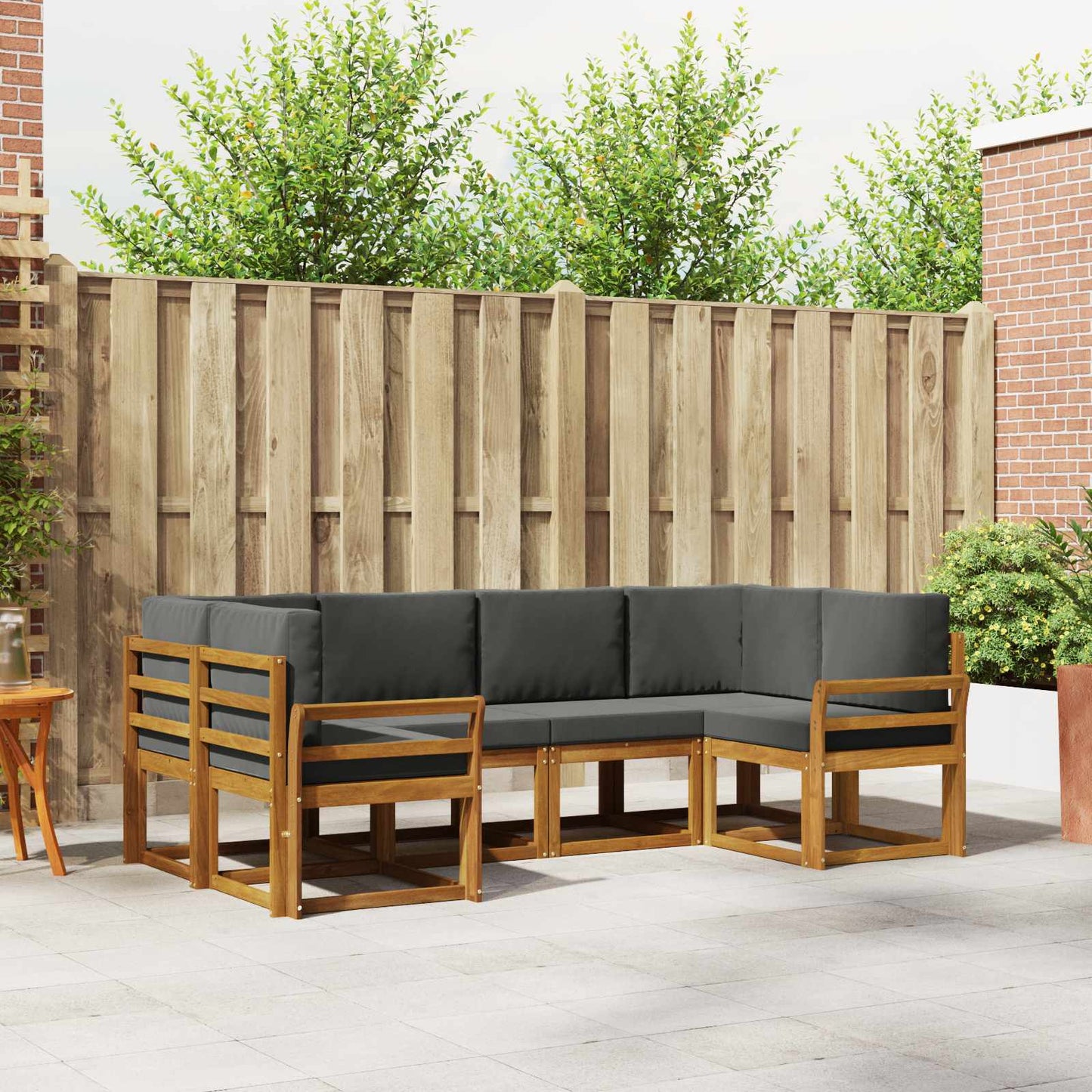 Outdoor-Sofagarnitur 6 stk. Natur und Anthrazit