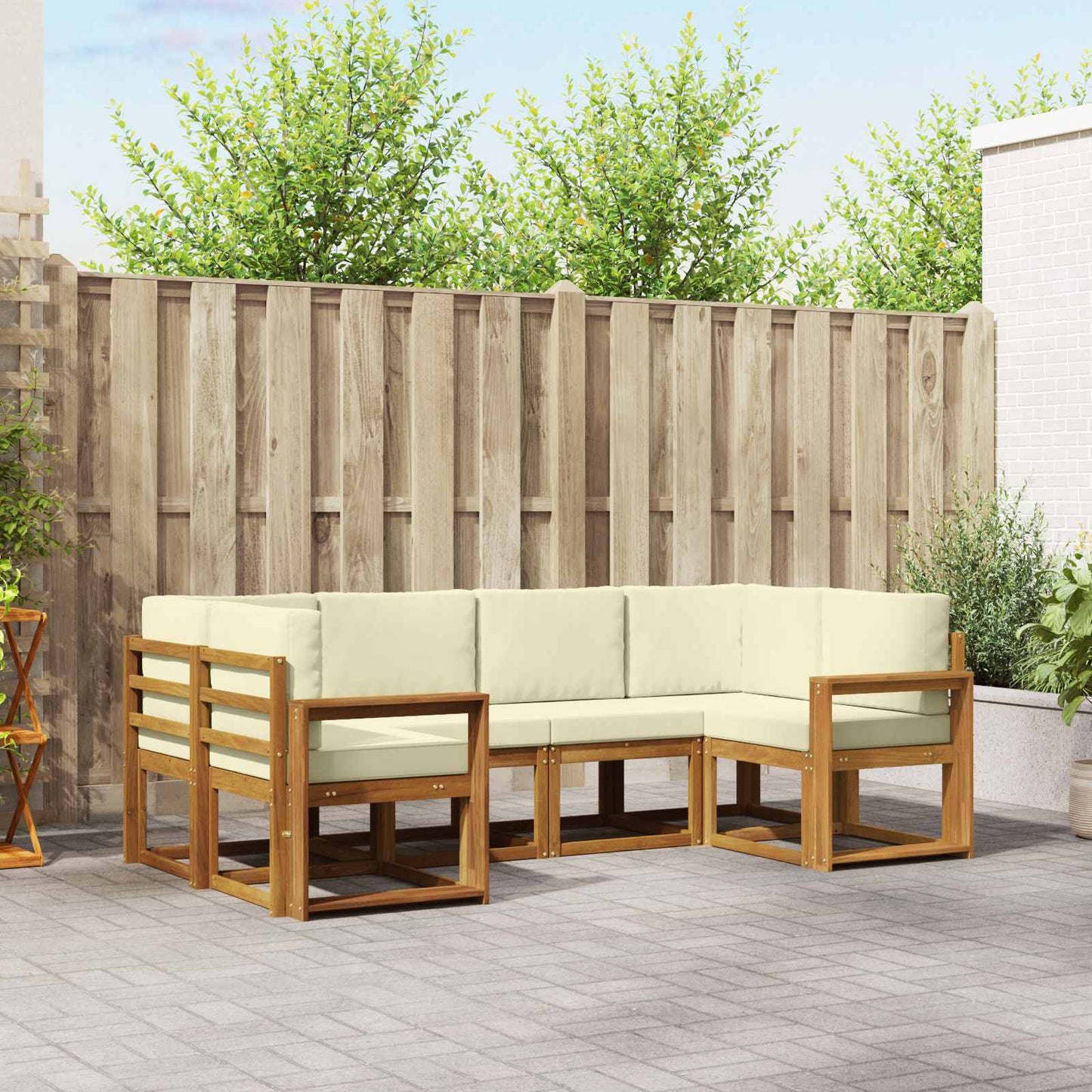 Outdoor-Sofagarnitur 6 stk. Natur und Creme