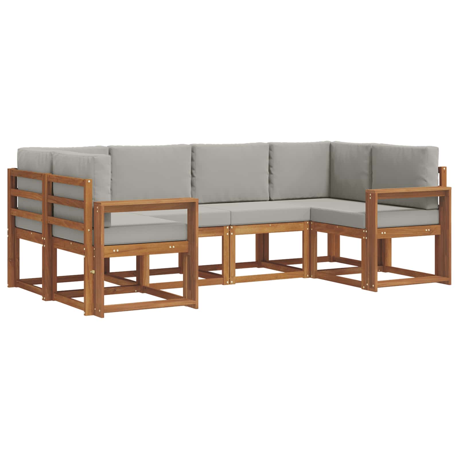 Outdoor-Sofagarnitur mit Kissen 6 pcs Natürlich und Hellgrau