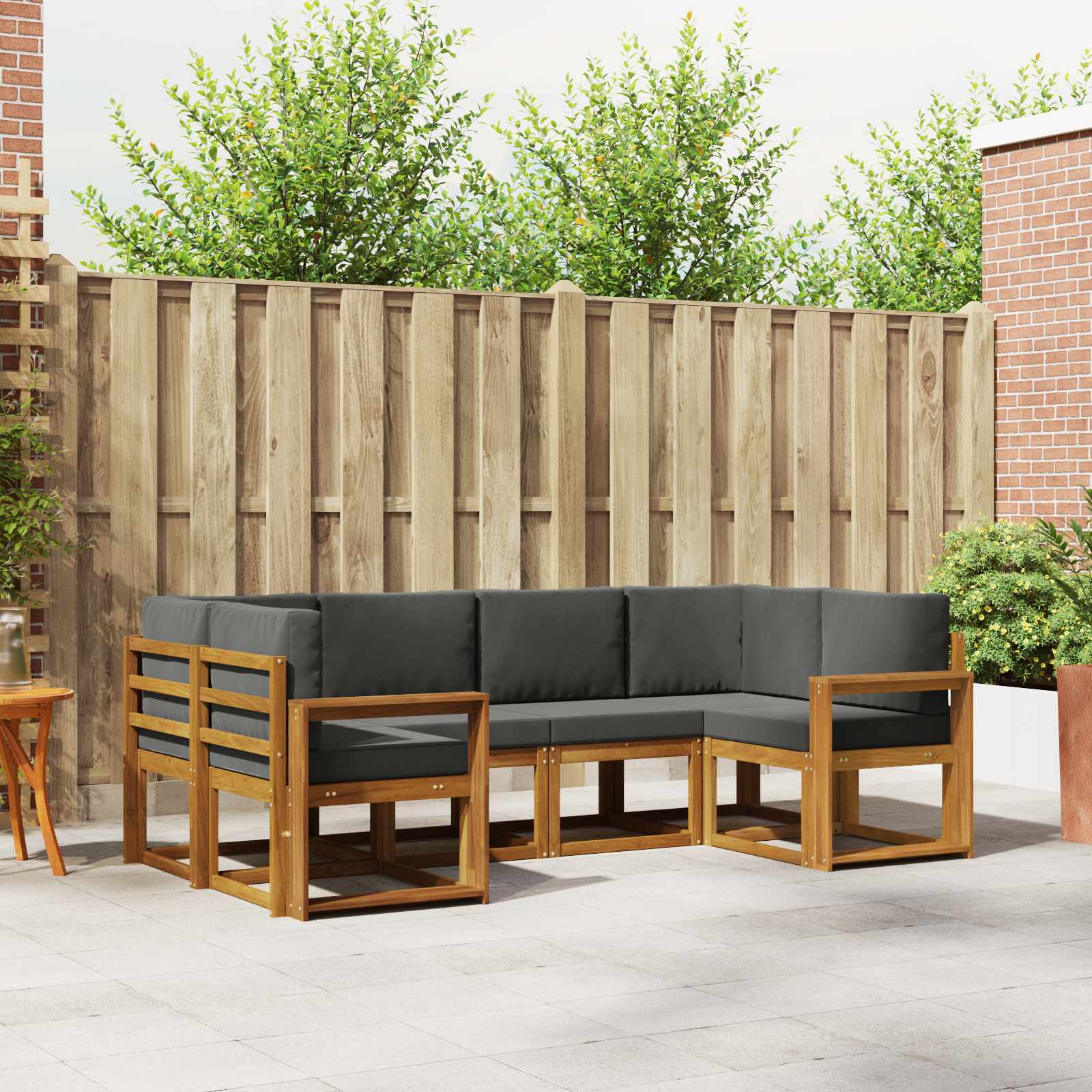 Outdoor-Sofagarnitur 6 stk. Natur und Anthrazit