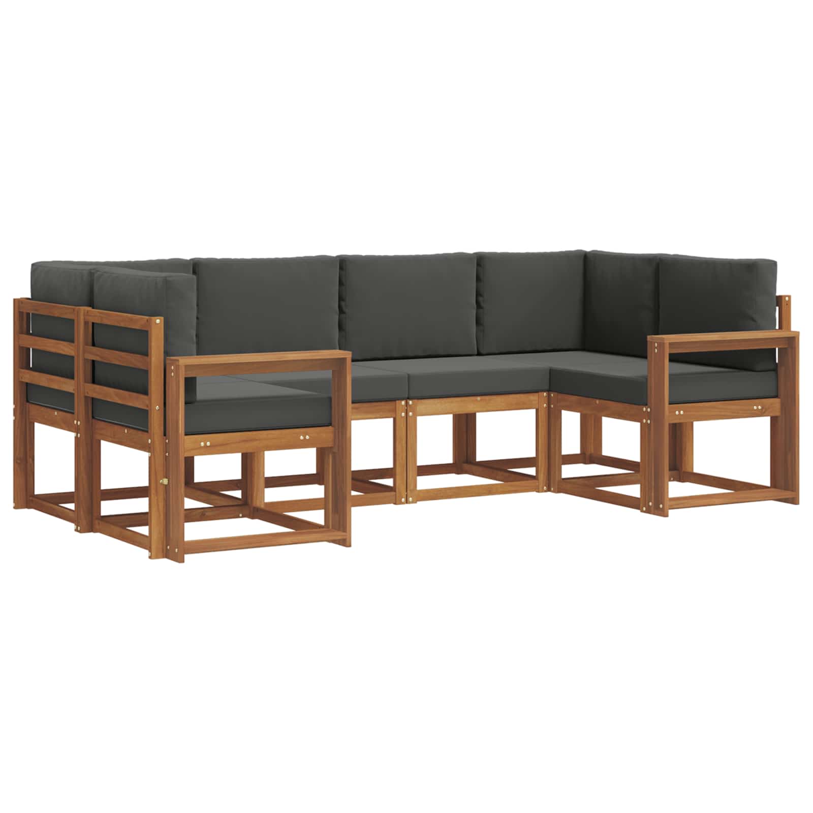 Outdoor-Sofagarnitur 6 stk. Natur und Anthrazit