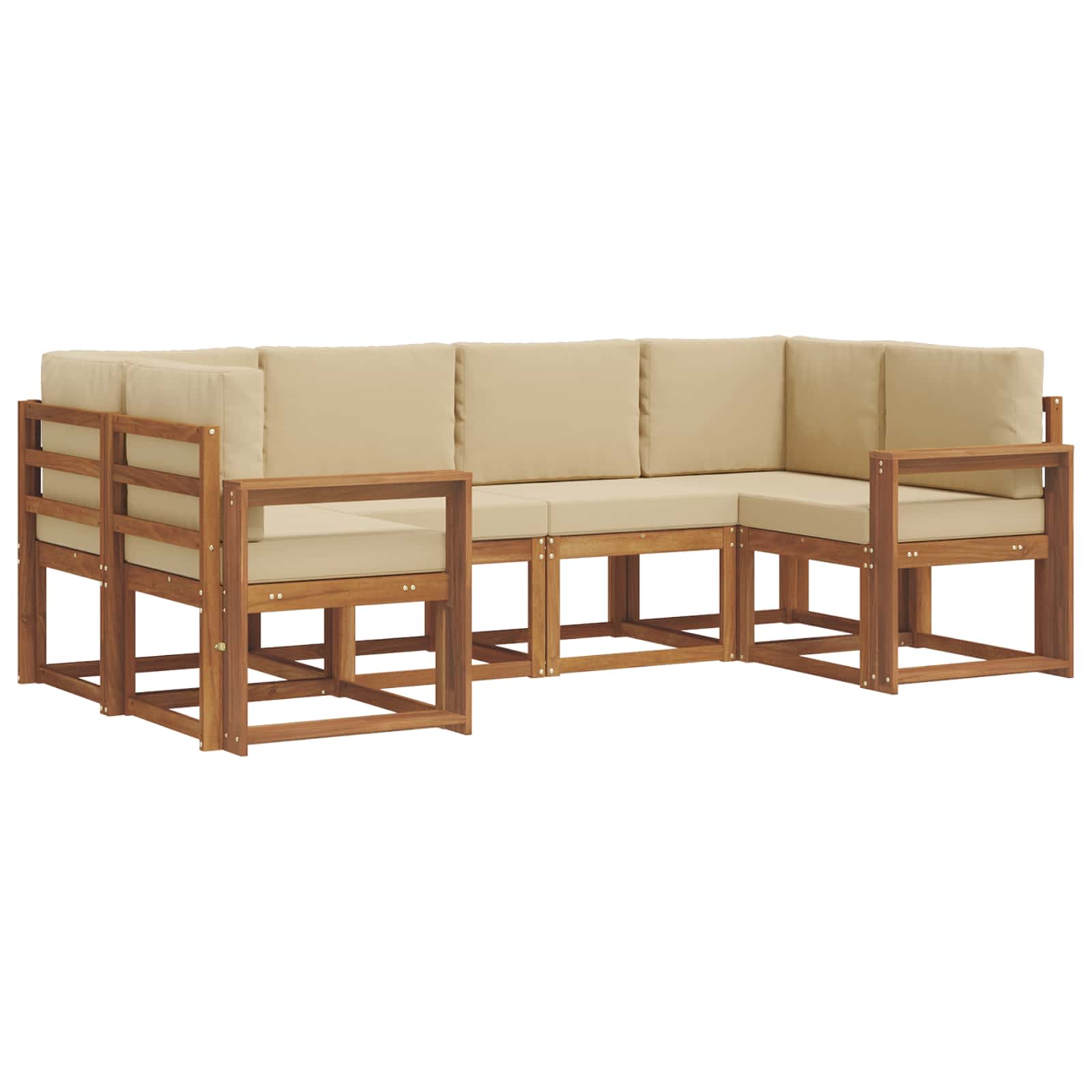 Outdoor-Sofagarnitur mit Kissen 6 pcs Natur und Beige