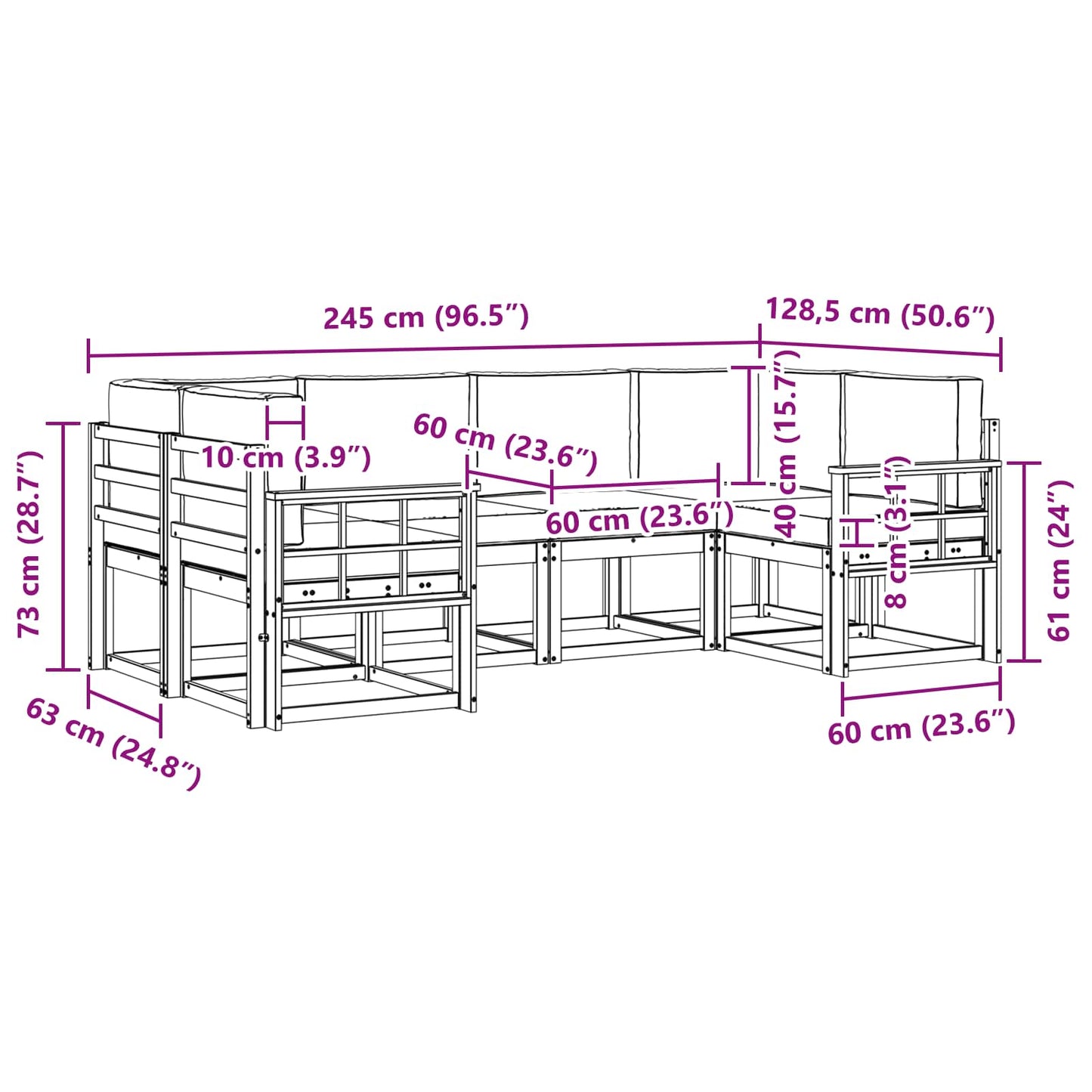 Outdoor-Sofagarnitur 6 stk. Natur und Creme