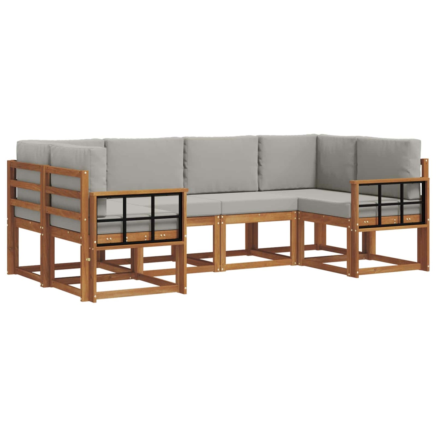Outdoor-Sofagarnitur mit Kissen 6 pcs Natürlich und Hellgrau
