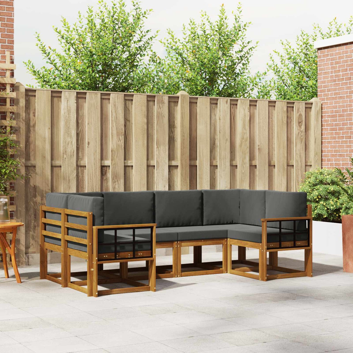 Outdoor-Sofagarnitur 6 stk. Natur und Anthrazit