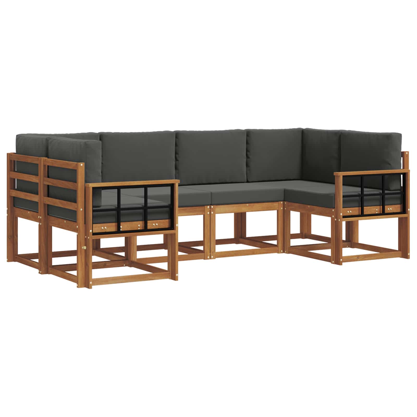 Outdoor-Sofagarnitur 6 stk. Natur und Anthrazit