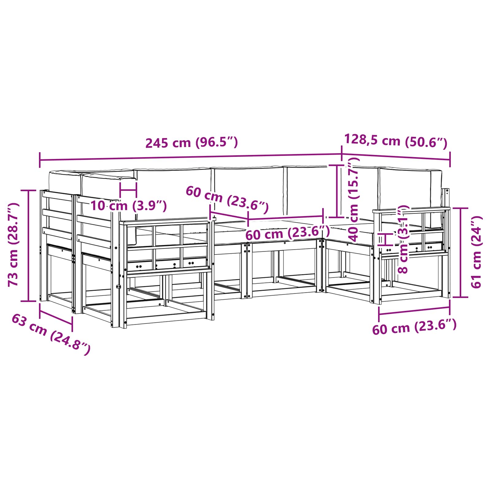 Outdoor-Sofagarnitur 6 stk. Natur und Anthrazit