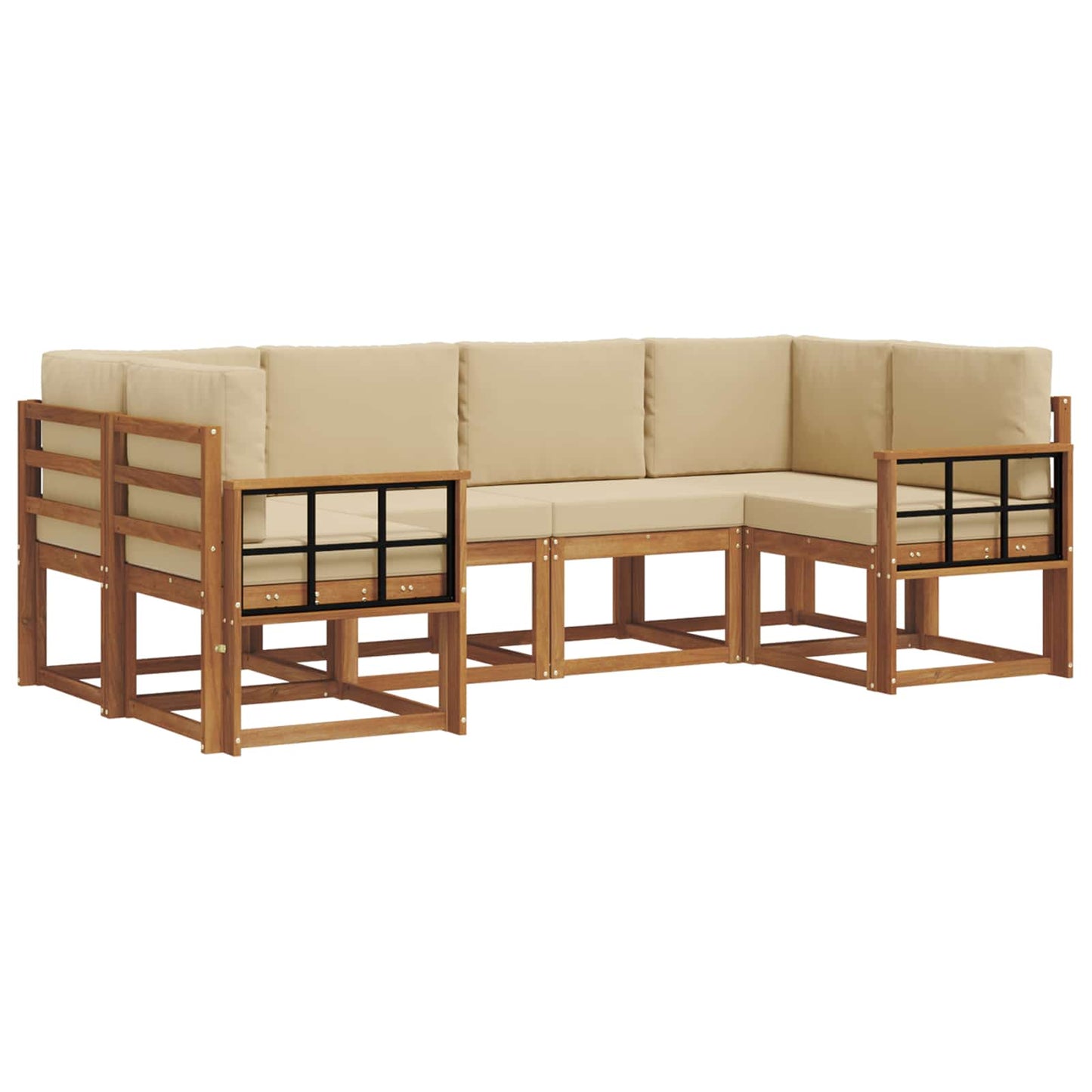 Outdoor-Sofagarnitur mit Kissen 6 pcs Natur und Beige