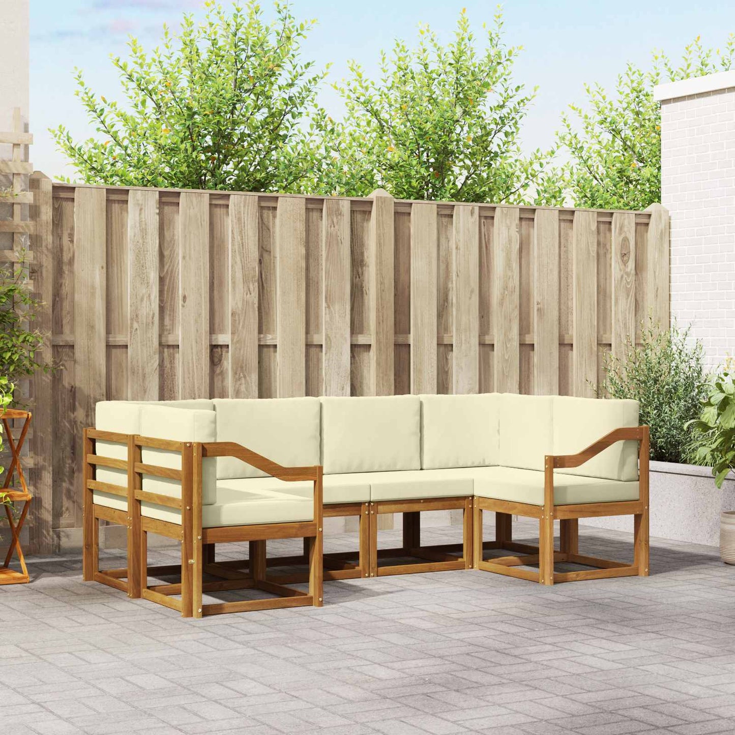 Outdoor-Sofagarnitur 6 stk. Natur und Creme