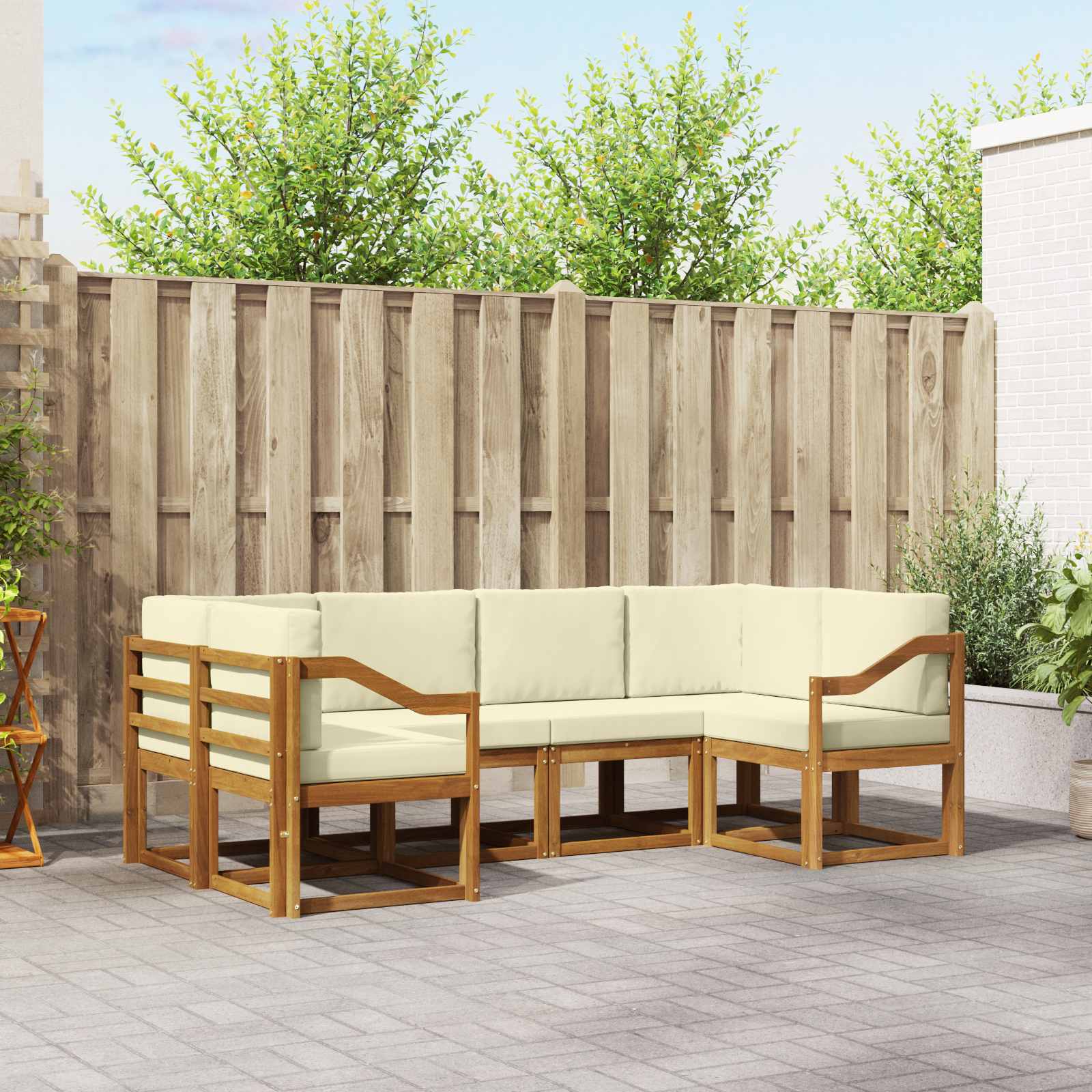 Outdoor-Sofagarnitur 6 stk. Natur und Creme