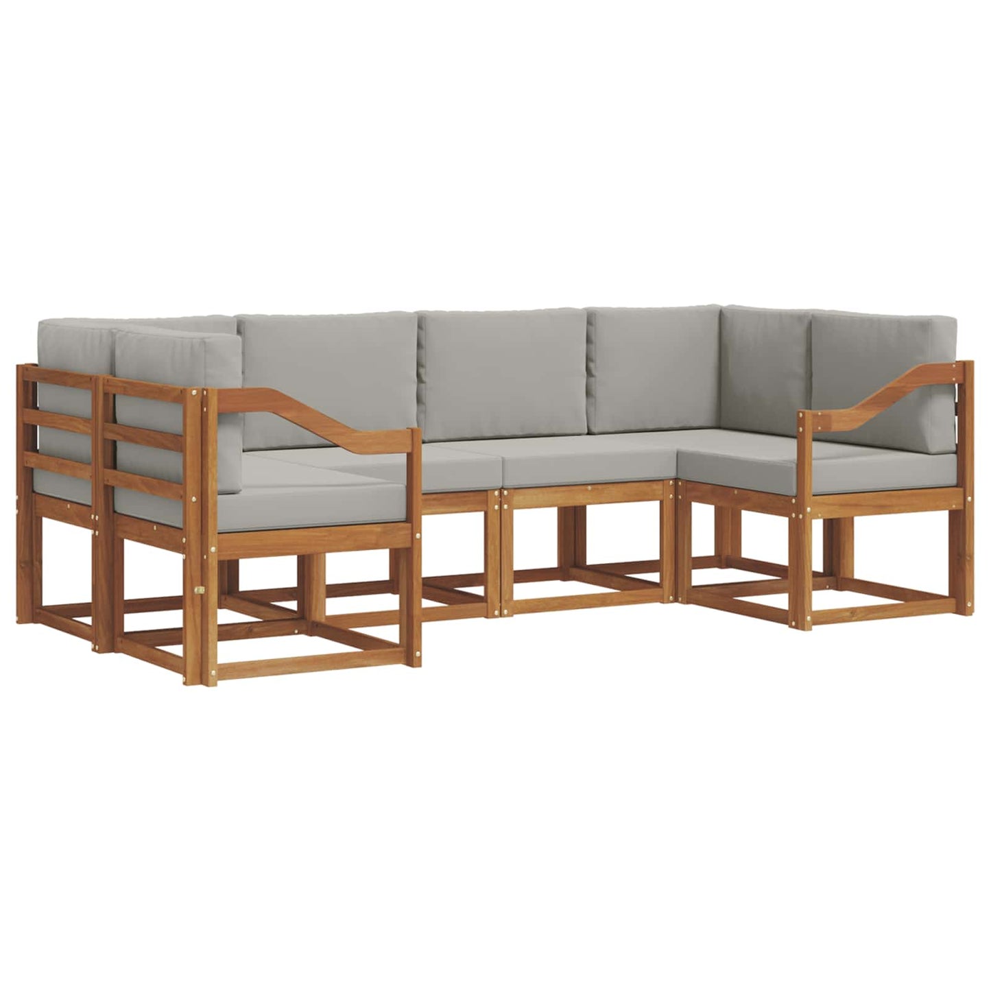 Outdoor-Sofagarnitur mit Kissen 6 pcs Natürlich und Hellgrau