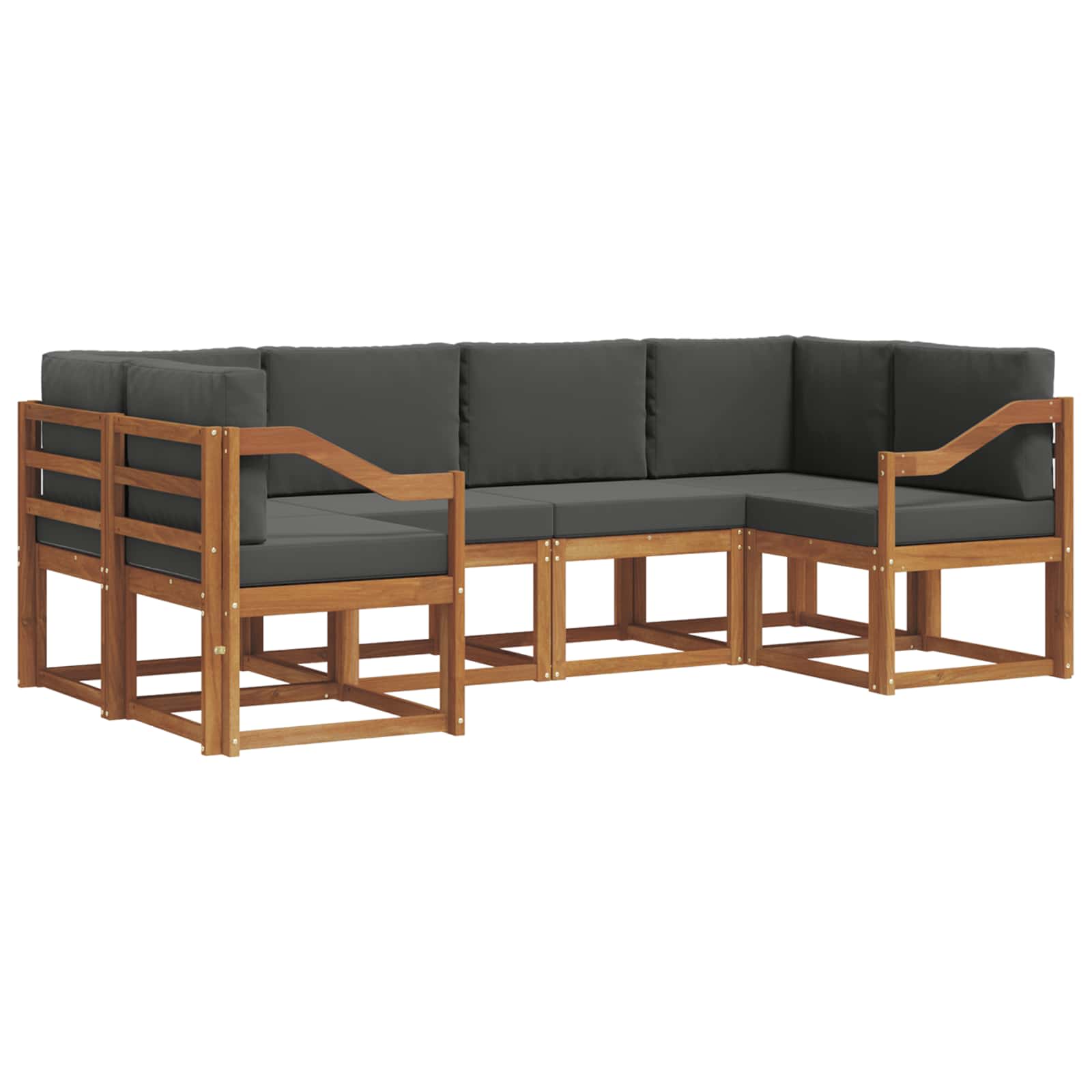 Outdoor-Sofagarnitur 6 stk. Natur und Anthrazit