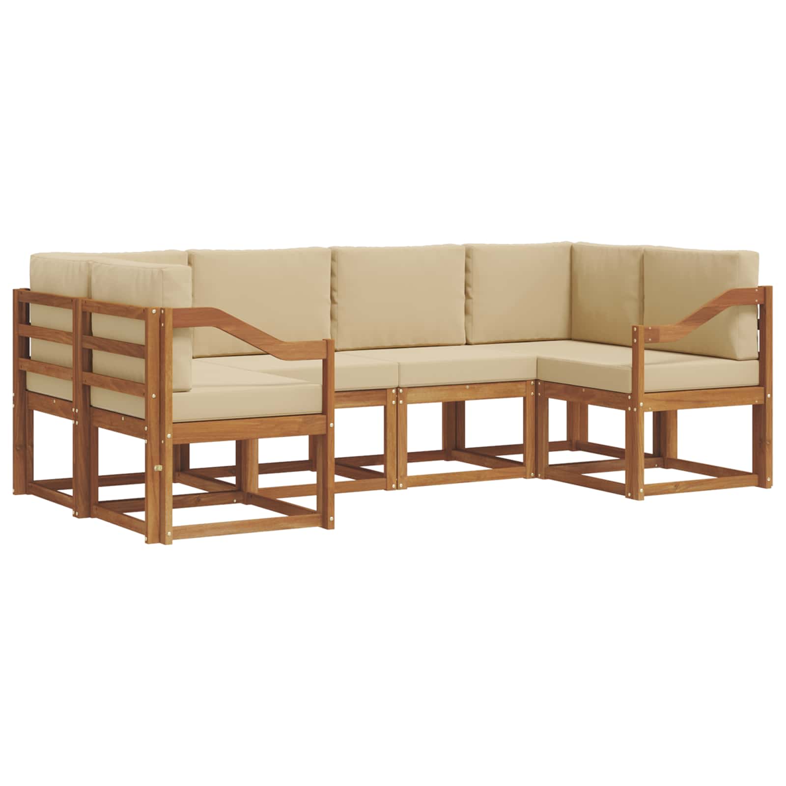 Outdoor-Sofagarnitur mit Kissen 6 pcs Natur und Beige