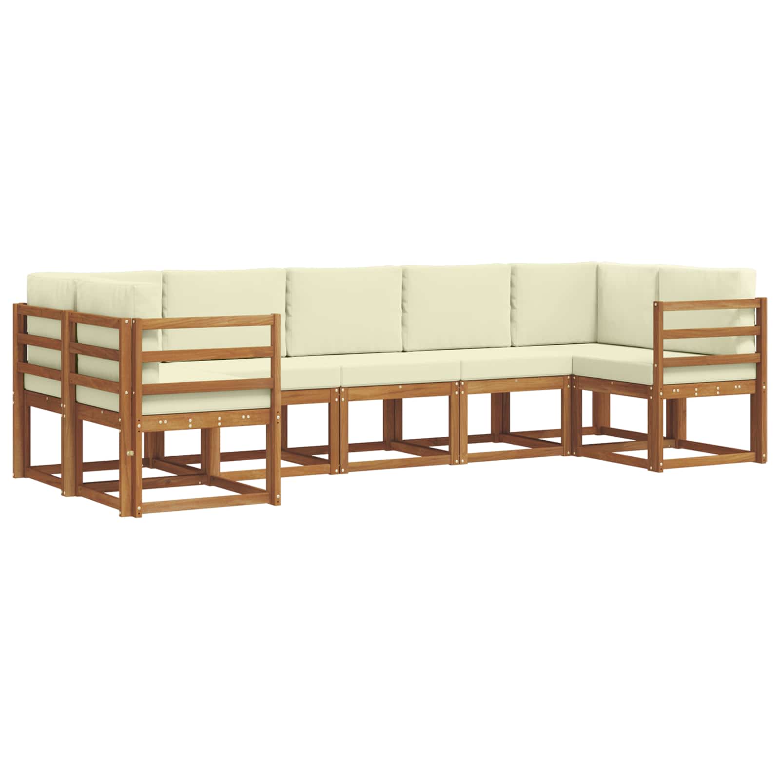 Outdoor-Sofagarnitur 7 stk. Natur und Creme