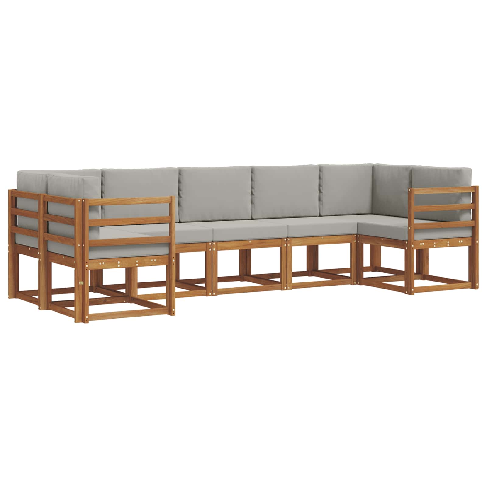 Outdoor-Sofagarnitur mit Kissen 7 pcs Natürlich und Hellgrau