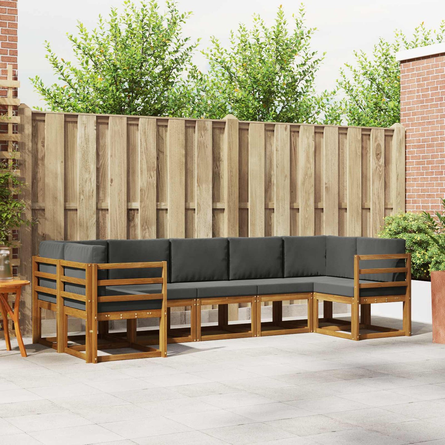 Outdoor-Sofagarnitur 7 stk. Natur und Anthrazit