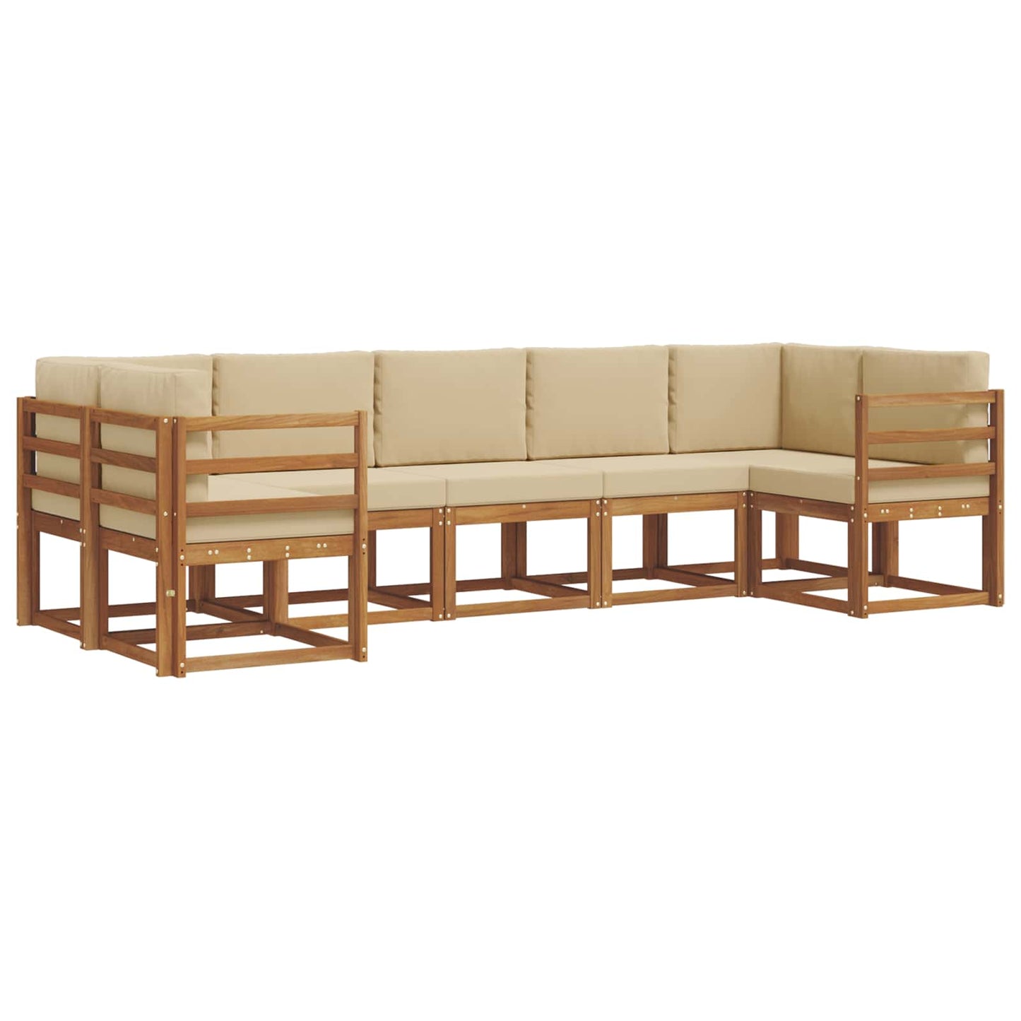 Outdoor-Sofagarnitur mit Kissen 7 pcs Natur und Beige