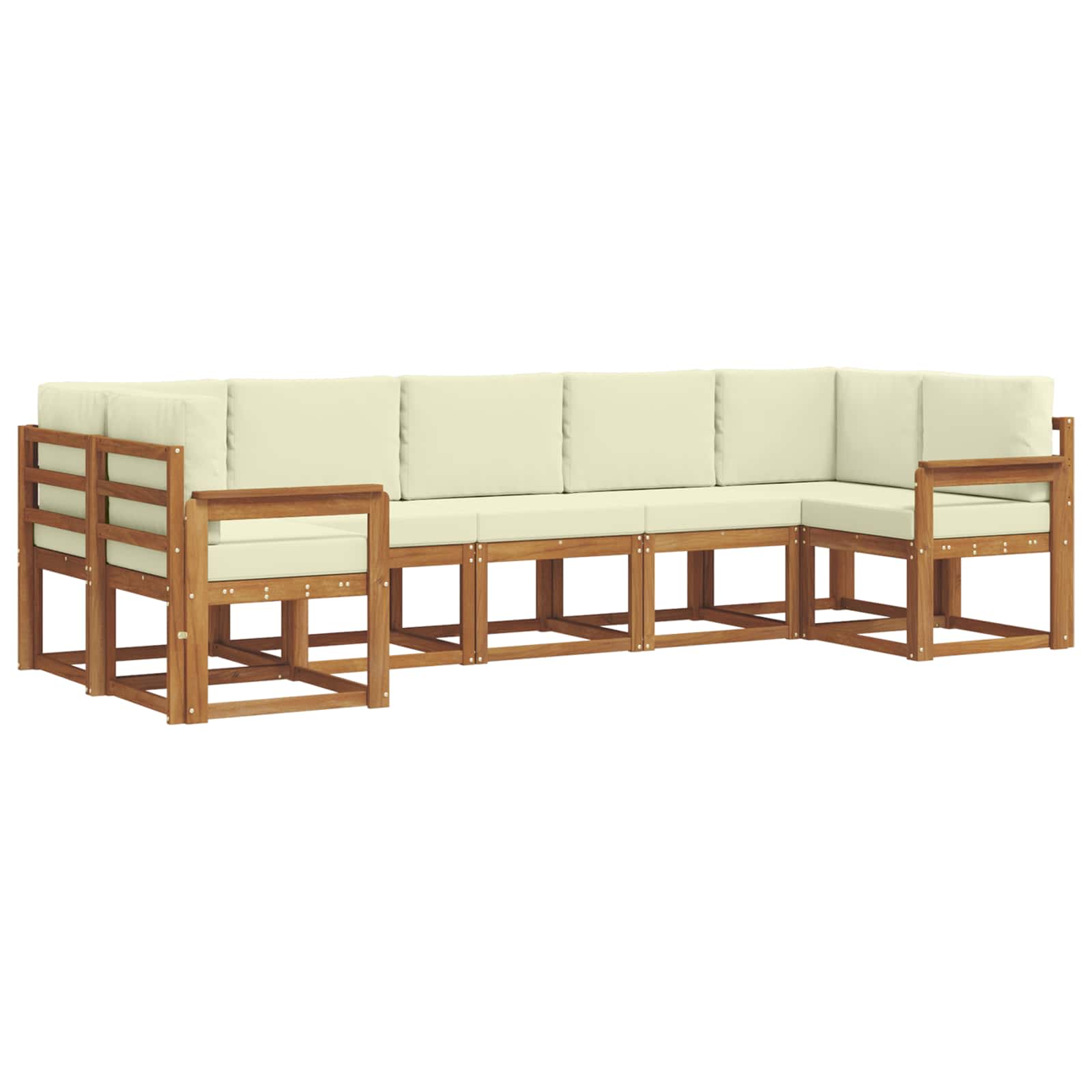 Outdoor-Sofagarnitur 7 stk. Natur und Creme