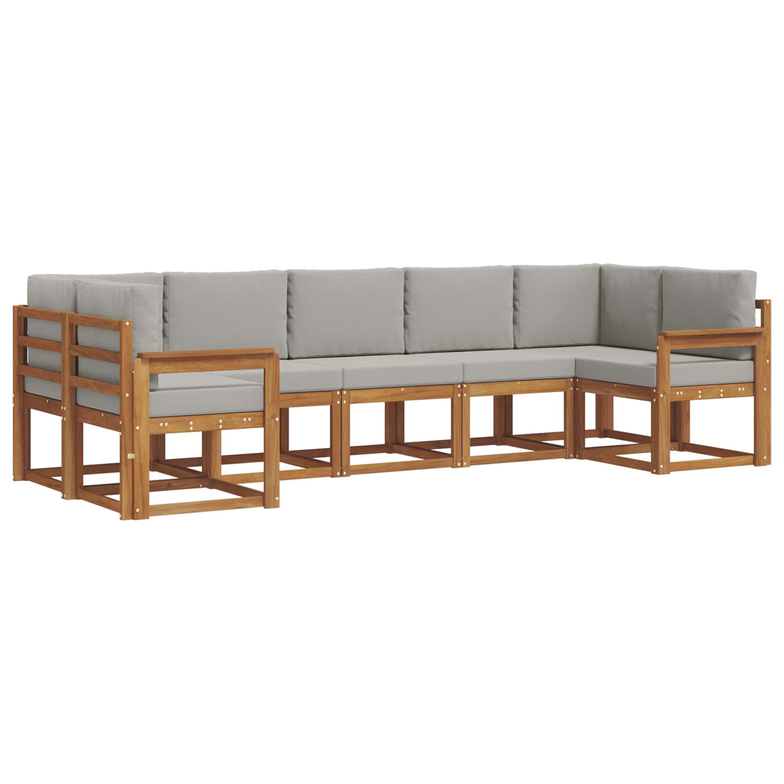 Outdoor-Sofagarnitur mit Kissen 7 pcs Natürlich und Hellgrau