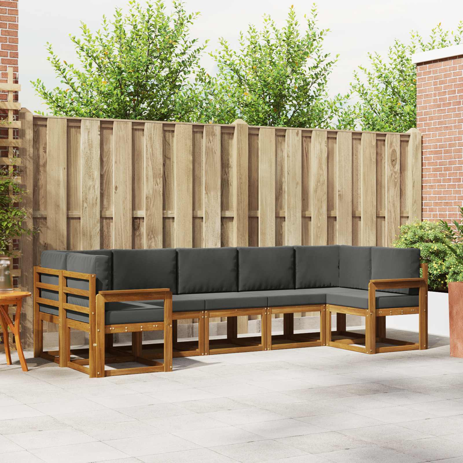 Outdoor-Sofagarnitur 7 stk. Natur und Anthrazit