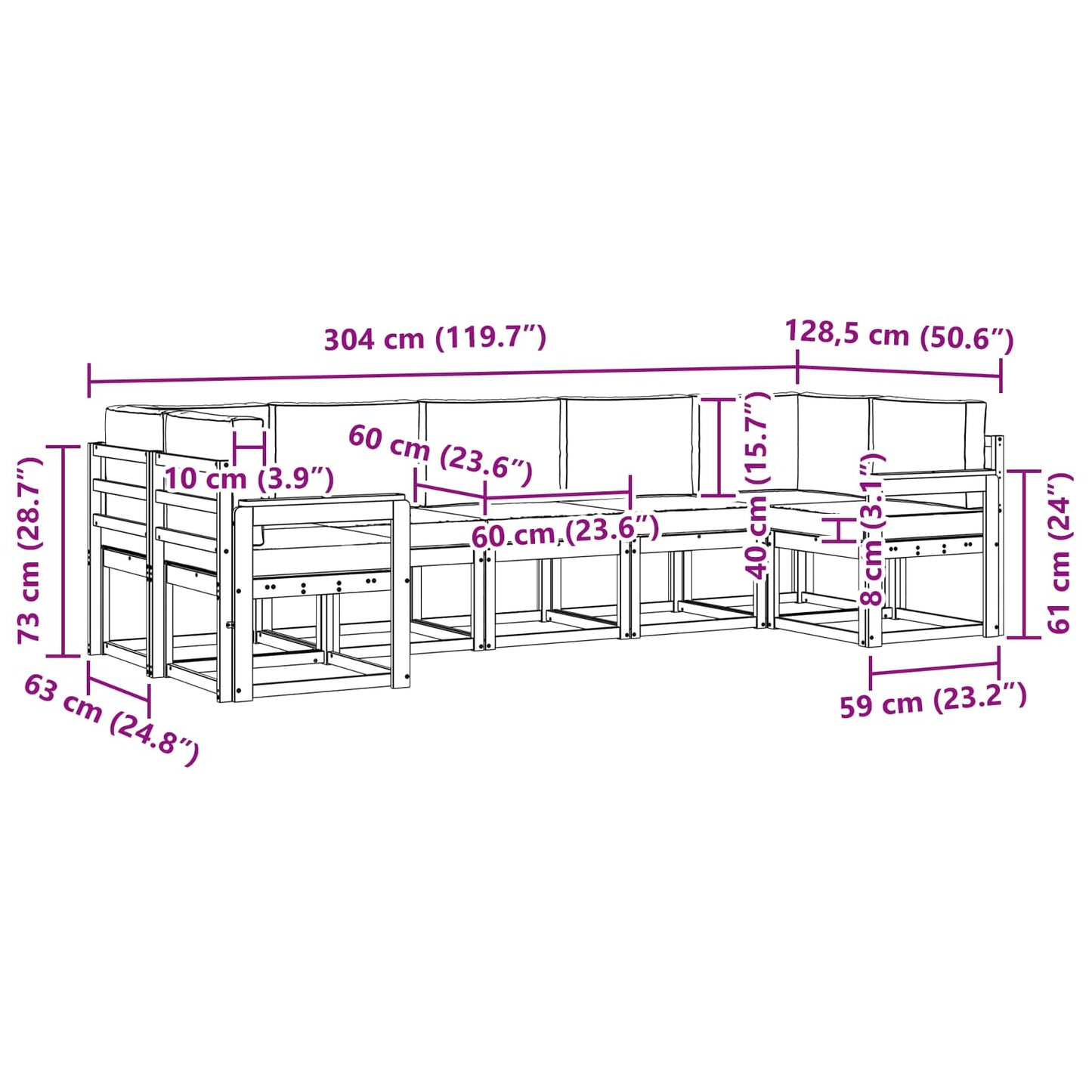 Outdoor-Sofagarnitur 7 stk. Natur und Anthrazit