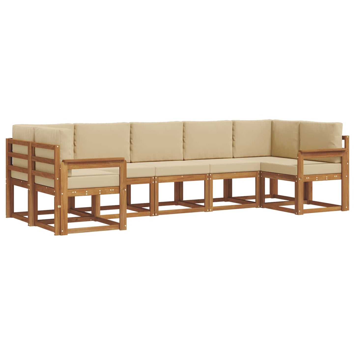 Outdoor-Sofagarnitur mit Kissen 7 pcs Natur und Beige