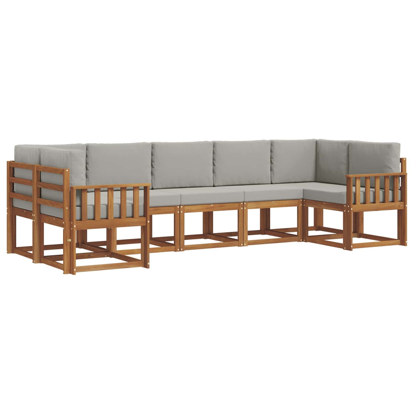 Outdoor-Sofagarnitur mit Kissen 7 pcs Natürlich und Hellgrau
