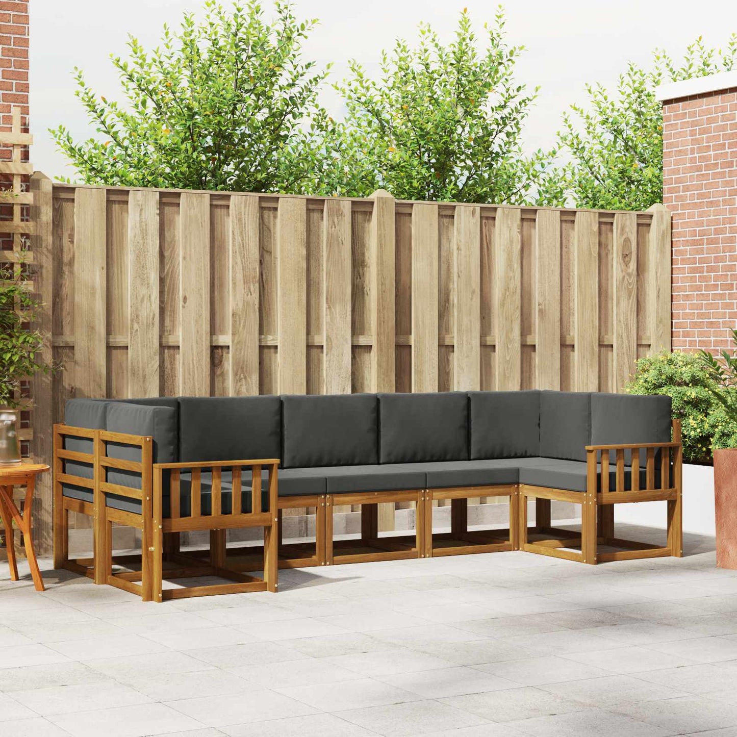 Outdoor-Sofagarnitur 7 stk. Natur und Anthrazit